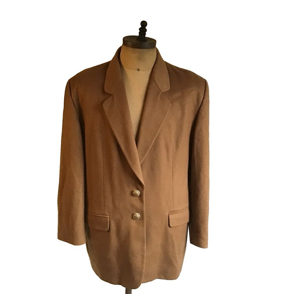 VTG Saks‎ 5th Avenue 100% Cashmere Sport Coat Blazer  Mens 44-Brown Gold Buttons